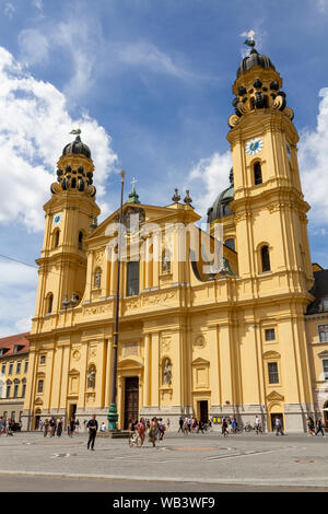 Theatinerkirche (Theatine Church) in Salvatorplatz, Munich, Bavaria, Germany. Stock Photo