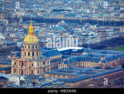 Aerial view of Invalides in Paris Stock Photo