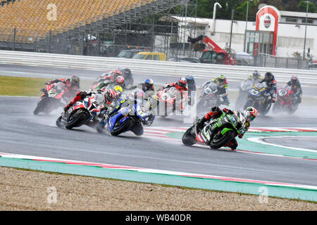 PARTENZA RACE1 during Pata Riviera Of Rimini Round7 World Sbk - Race1, Misano Adriatico, Italy, 22 Jun 2019, Motors World SuperBike - SBK Stock Photo