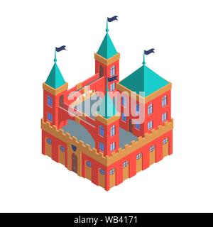 A fairytale medieval castle isolated on white background. Vector EPS10 Stock Vector