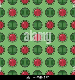 Seamless pattern background with watermelons, colorful illustration, eps10. Clipping mask applied. This pattern is available as Swatches. Stock Vector