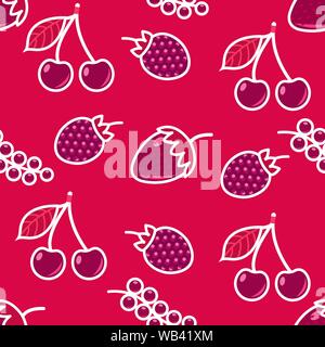 Seamless pattern background with berries, colorful illustration, eps10. Clipping mask applied. This pattern is available as Swatches. Stock Vector