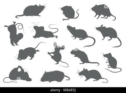 Different mice. Mouse yoga poses and exercises. Cute cartoon clipart set. Vector illustration Stock Vector
