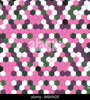 Honeycomb pink grid seamless background or Hexagonal cell texture Stock Photo