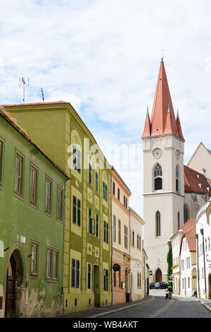 Znojmo (Znaim) in the Czech Republic. Image shows old town of Zneim with a view of the St. Nicholas Church Stock Photo