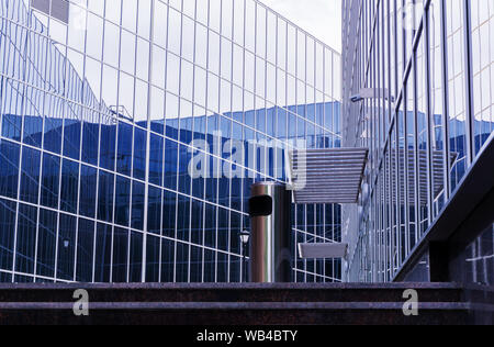 high-tech style cityscape, fragment of glass and metal building facades Stock Photo