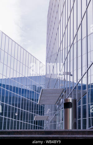 high-tech style cityscape, fragment of glass and metal building facades Stock Photo