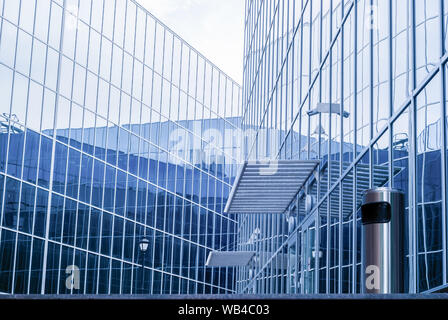 high-tech style cityscape, fragment of glass and metal building facades Stock Photo