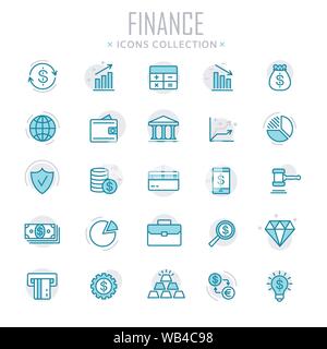 Collection of finance thin line icons Stock Vector