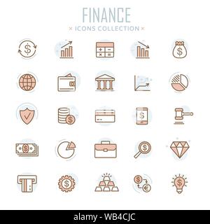 Collection of finance thin line icons Stock Vector