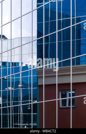 high-tech style citysсape, fragment of glass and metal building facades Stock Photo