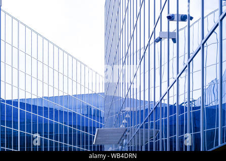Perm, Russia - May 26, 2019: high-tech style citysсape, fragment of glass and metal building facades Stock Photo