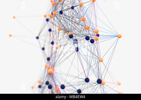 Gene lines and nodes, biological gene structure, 3d rendering. Computer ...