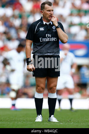 London, UK. 24th Aug, 2019. LONDON, ENGLAND. AUGUST 24: Referee Nigel Owen during Quilter International between England and Ireland at the Twickenham stadium on August 24, 2019 in London, England. Credit: Action Foto Sport/Alamy Live News Stock Photo