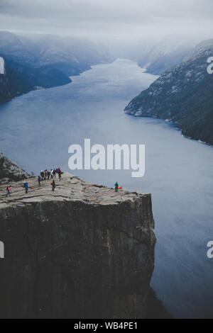 Views of the pulpit rock in Stavenger in Norway Stock Photo