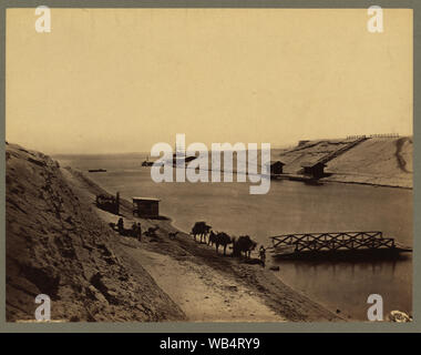 Egypt - Suez Canal - Lake Timsah, from opp. the chalet Abstract/medium: 1 photographic print: albumen. Stock Photo