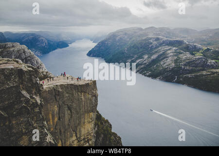 Views of the pulpit rock in Stavenger in Norway Stock Photo