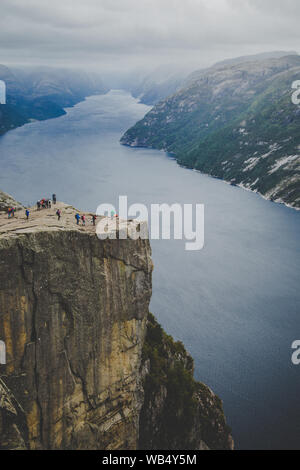 Views of the pulpit rock in Stavenger in Norway Stock Photo