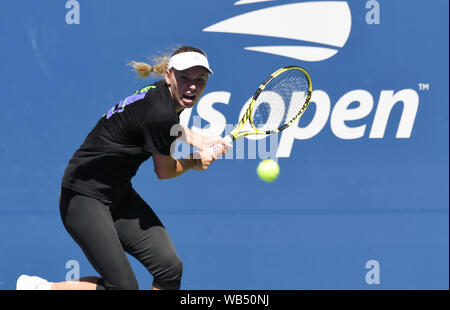 New York, USA. 24th Aug, 2019. Flushing Meadows New York US Open Tennis Caroline Wozniacki (DEN) practices on Louis Armstong Court Credit: Roger Parker/Alamy Live News Stock Photo