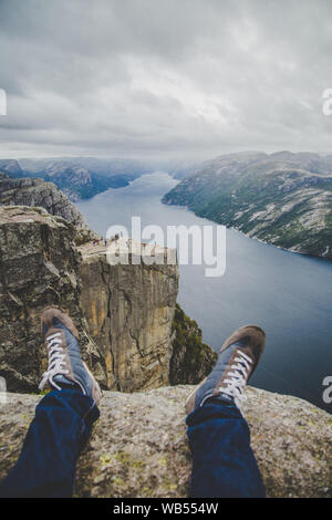 Views of the pulpit rock in Stavenger in Norway Stock Photo