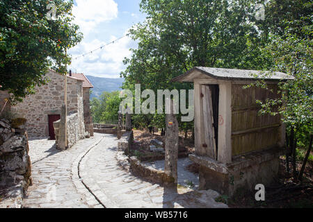 The rural village of Trebilhadouro, located on the west side of Serra da Freita, a mountain in the district of Vale de Cambra, northern Portugal. Stock Photo