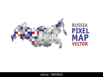 Russia pixel map isolate object on white. Color vector illustration EPS8 Stock Vector