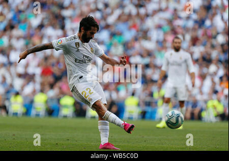 Real Madrid CF's Isco Alarcon in action during the Spanish La Liga match between Real Madrid and Real Valladolid CF at Santiago Bernabeu Stadium in Madrid.(Final Score: Real Madrid 1:1 Real Valladolid CF) Stock Photo