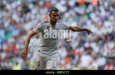 Real Madrid CF's Gareth Bale in action during the Spanish La Liga match between Real Madrid and Real Valladolid CF at Santiago Bernabeu Stadium in Madrid.(Final Score: Real Madrid 1:1 Real Valladolid CF) Stock Photo