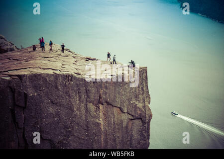 Views of the pulpit rock in Stavenger in Norway Stock Photo