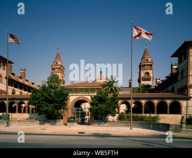 Entrance to Flagler College and the old Ponce de Leon Hotel building, Saint Augustine, Florida Stock Photo