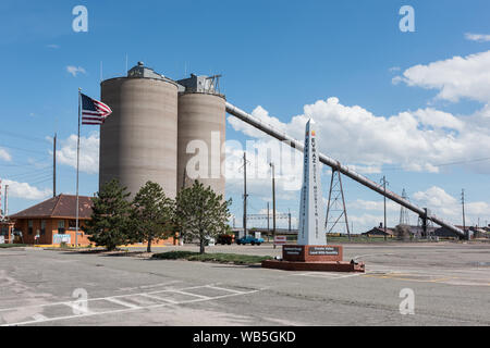 Entrance to the EVRAZ Rocky Mountain Steel plant in Pueblo, Colorado, a successor to the old steel mills of Pueblo, founded in 1881, that were once the only steel mills west of the Mississippi River Stock Photo