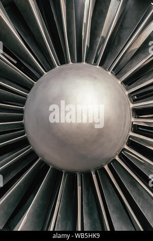 Front view of a modern fighter plane engine close up Stock Photo