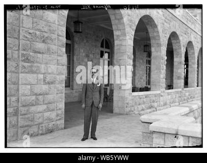 Ex King Alfonso XIII of Spain. At King David Hotel, Jerusalem, March 3rd, 1932 Abstract/medium: G. Eric and Edith Matson Photograph Collection Stock Photo