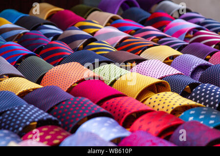 Colourful ties (neckties) displayed at a shop Stock Photo
