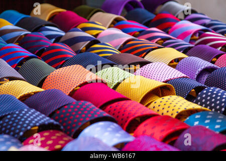 Colourful ties (neckties) displayed at a shop Stock Photo