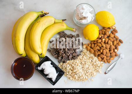 Vegan Salted Caramel Cookie Dough Ice Cream Sundae Ingredients Stock Photo