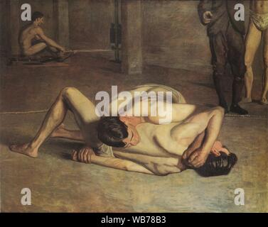 Thomas Eakins - The Wrestlers (1899). Stock Photo