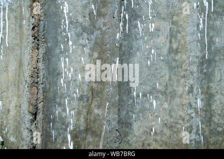 Texture of a concrete wall with splashes of white paint. Background. Stock Photo