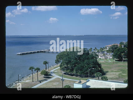 Fishing pier from lighthouse, St. Simons Island, Georgia Stock Photo