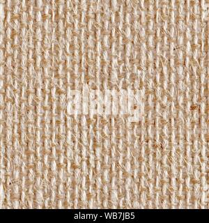 Light brown, beige canvas close-up. Seamless square texture. Stock Photo