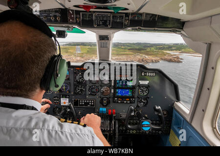 Inside Britten Norman BN-2B islander aircraft flying between Shetland ...