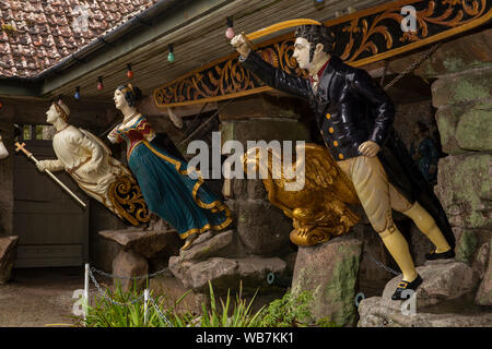 UK, England, Scilly Islands, Tresco, Abbey Gardens, The Valhalla Museum of wrecked ship’s figureheads collected locally by Augustus Smith from 1840 Stock Photo