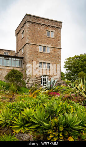 UK, England, Scilly Islands, Tresco, succulent plants and aloe growing in grounds of the Abbey, private home Stock Photo