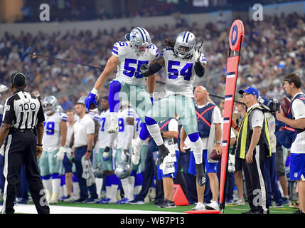 August 24th, 2019:.Dallas Cowboys defensive end Taco Charlton (97) recovers  a fumble during an NFL football game between the Houston Texans and Dallas  Cowboys at AT&T Stadium in Arlington, Texas. Manny Flores/CSM