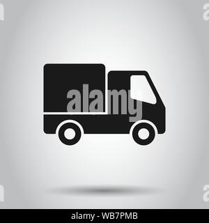 Delivery truck sign icon in flat style. Van vector illustration on isolated background. Cargo car business concept. Stock Vector