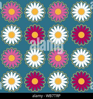 Seamless pattern background with chamomiles, colorful illustration. EPS10. Stock Vector