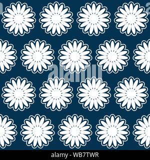 Seamless pattern background with chamomiles, monochrom illustration. EPS10. Stock Vector