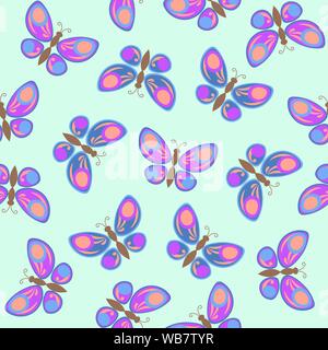 Seamless beautiful butterflies pattern. Vector illustration. EPS10. Clipping mask applied. This pattern is available as Swatches. Stock Vector