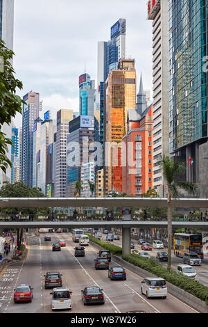 Modern high-rise buildings on Gloucester Road. Wan Chai, Hong Kong Stock Photo