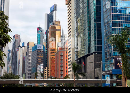Modern high-rise buildings on Gloucester Road. Wan Chai, Hong Kong